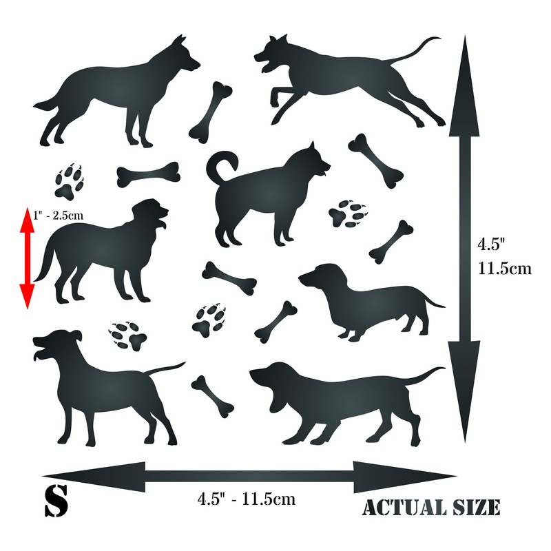 Dog Silhouette Stencil - 11.5 x 11.5cm (S) - Reusable