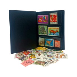 IMPACTO COLECCIONABLES Collection of 100 Animal Stamps with Album (14 x 18 x 1 cm) | Expand your stamp collection with stamped stamps in one sleek, compact album