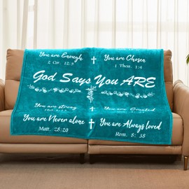 Bible Blanket Christian Sympathy Blanket Inspirational Gifts Religious Gifts for Men Jesus Christ God Say You are Blessed 50"X60" Soft Throw Blanket for Praying Faith Man