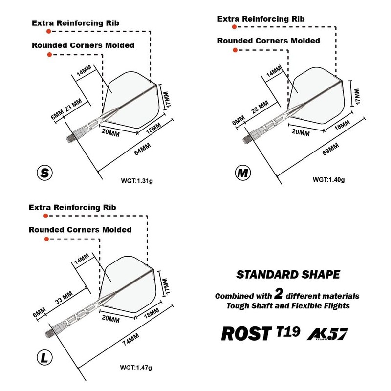 CUESOUL ROST T19 Integrated Dart Shaft and Flight, Standard Shape,