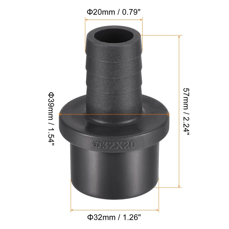 sourcing map PVC Pipe Fitting 20mm Barbed x 32mm OD