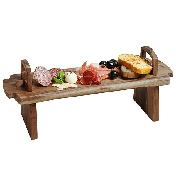 Acacia Wooden Raised Serving Platter for Antipasti, Tapas, Entrees and