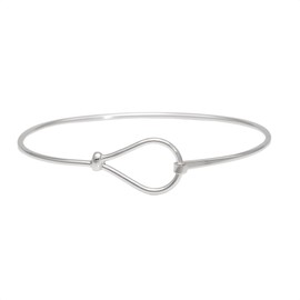 Silverly Women's 925 Sterling Silver Hook Open Catch Loop Design Bangle Bracelet