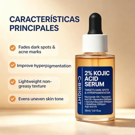 Serum Facial Equilibrante de Tono con Ácido Kójico 2% y Niacinamida 12%, Suaviza Textura Cutánea, Absorción Rápida, Cuidado Diario Facial 30ml