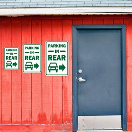 Portrait Round Plus Parking in Rear Wall or Door Sign | Indoor or Outdoor Parking Signage - Medium