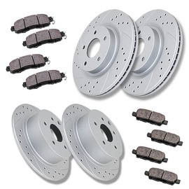 Front and Rear Brake Kit Drilled and Slotted Brake Rotors Ceramic Brake Pads Replacement for Nissan Altima