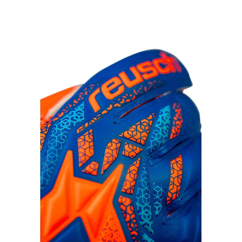 Reusch Attrakt Solid Goalkeeper Gloves, Shocking Orange/Blue, Size 8