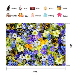 SHRAPHY Flower Backdrop 7x5ft Couples Engaged Bride Shower Party Plant Wild Flowers Banner Photography Background for Photo Studio Props RBJXPUH127