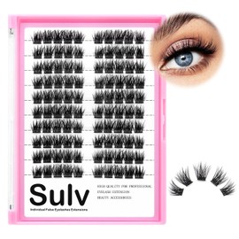 SULV Lash Cluster Color Black Lashes Clusters Large Tray D Curl 10mm,12mm,14mm,16mm,18mm to Choose Lashes Extensiond Lashes Wispy Lashes Extensions (BLACK F03#-12mm)