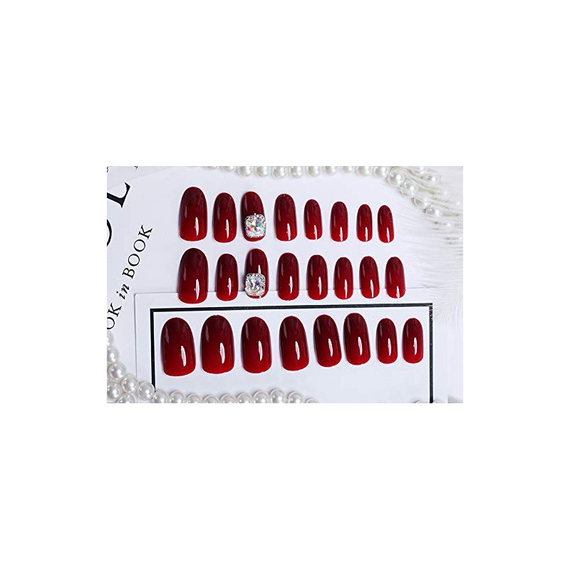 24pcs Jewelry Inlay Artificial Diamond Shining Elegant Medium Length Nail