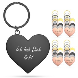 KEYU Keyring with Heart, ‘Love’ Key Fob, ‘I love you’, Girlfriend (German language), Metal