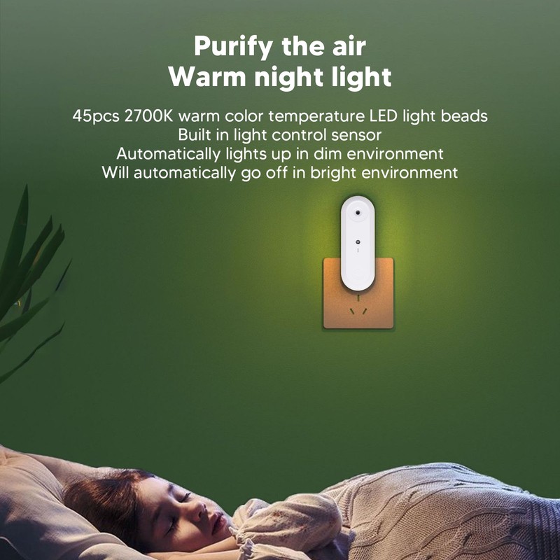 Plug in Air Purifier LED Smart Sensor Smoke Formaldehyde Removal
