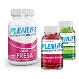 Kit Plenlife Calcio, Biotina Y Multivitamínico De Fresa