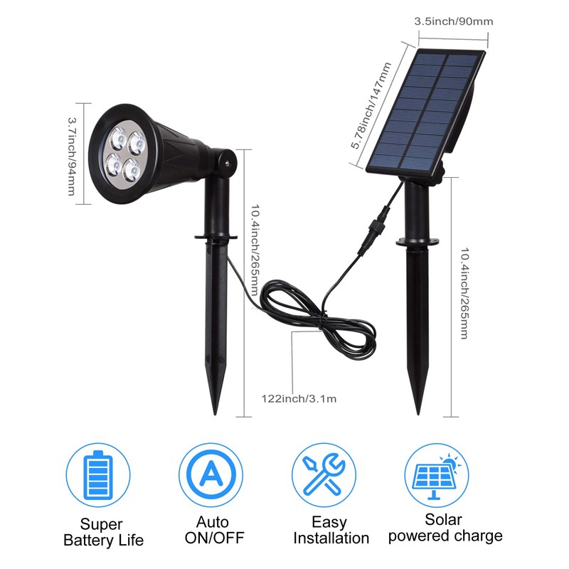 Solar Powered LED Spot Light, T-SUNUS 2 in 1 Installation