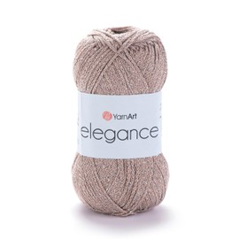 YarnArt Elegance - Hilo brillante - Mezcla de algodón metálico, fino deporte para tejer y ganchillo, hilo ligero para chales y suéteres, 50 g (130 m), beige (1, 121)