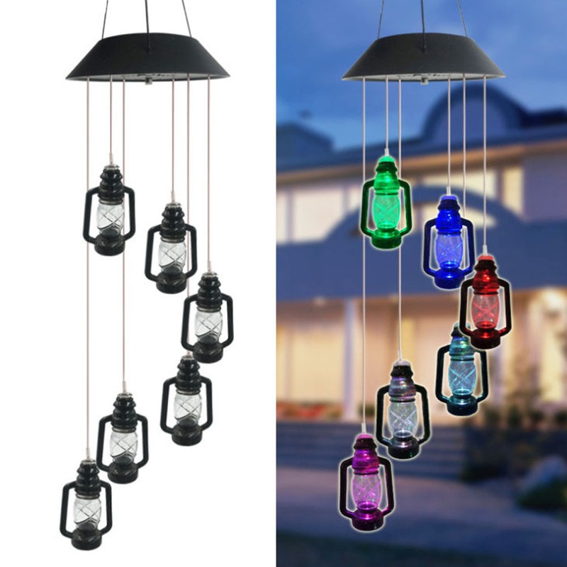 Solar LED Colorful Beautiful Wind Chime Light Lamp Christmas Garden