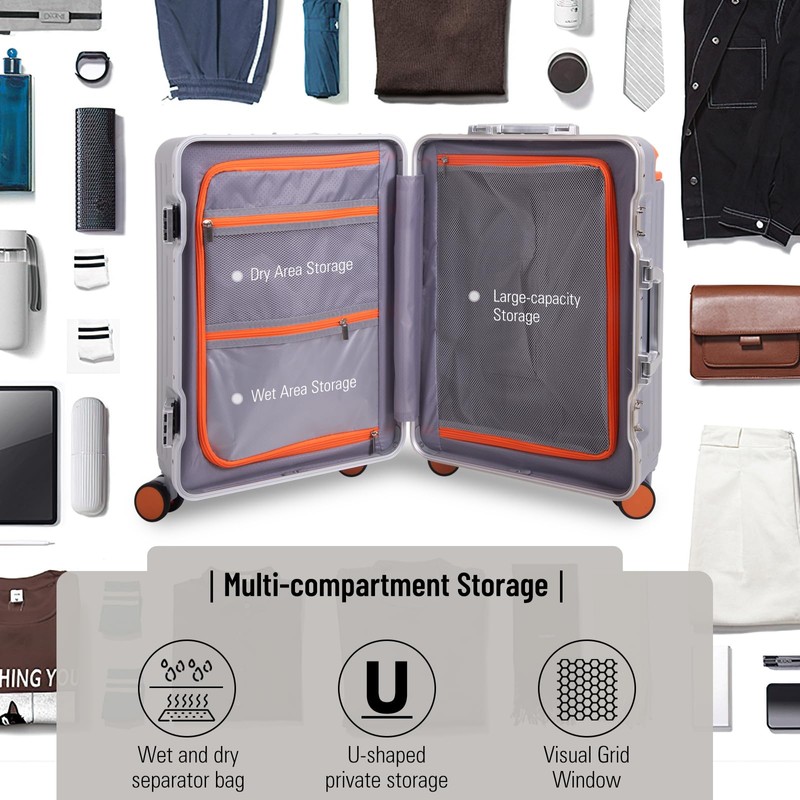 Apelila 20 Inch 40L Carry On Luggage, Hardside Suitcase with