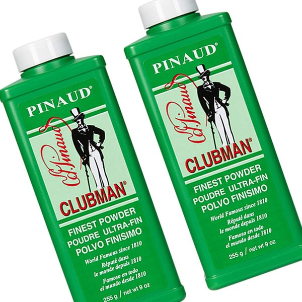 Clubman Pinaud Powder for After Haircut or Shaving, White, 9oz x 2 pack