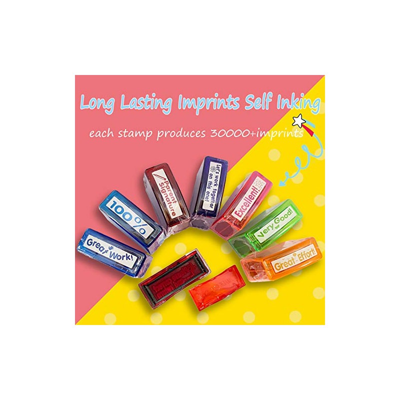 Teacher Stamps for Grading Classroom,Parent Signature Teacher Self-Inking Stamp Set