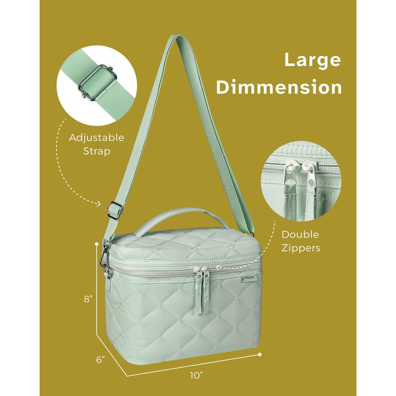 WONDAY Insulated Lunch Box for Women, 8L Green Puffy Lunch