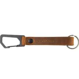 Trayvax Keyton - Llavero de piel con mosquetón de liberación rápida para hombres y mujeres, acero inoxidable, color negro y café