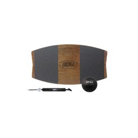The Skill Board Mini - Wooden Balance Board - Travel-Size Balance Trainer for All Sports, Gym, Standing Desk - Incl. Fitness Ball, Ball Pump, Grip Tape