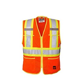 Viking Open Road Zippered Hi-Vis Safety Vest with 4" Reflective Tape with Contrasting Color, Orange, XX-Large
