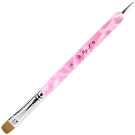 Ivy-L Premium 2 Way French Gel Acrylic Nail Art Kolinsky Brush with Dotting Tool for Professional Manicure Cuticle Clean up Nail Art Design (Size # 16, Pink Marble)