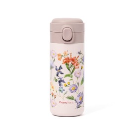 Francfranc One Touch Stainless Steel Bottle, 11.8 fl oz (350 ml), Multi Flower Pink