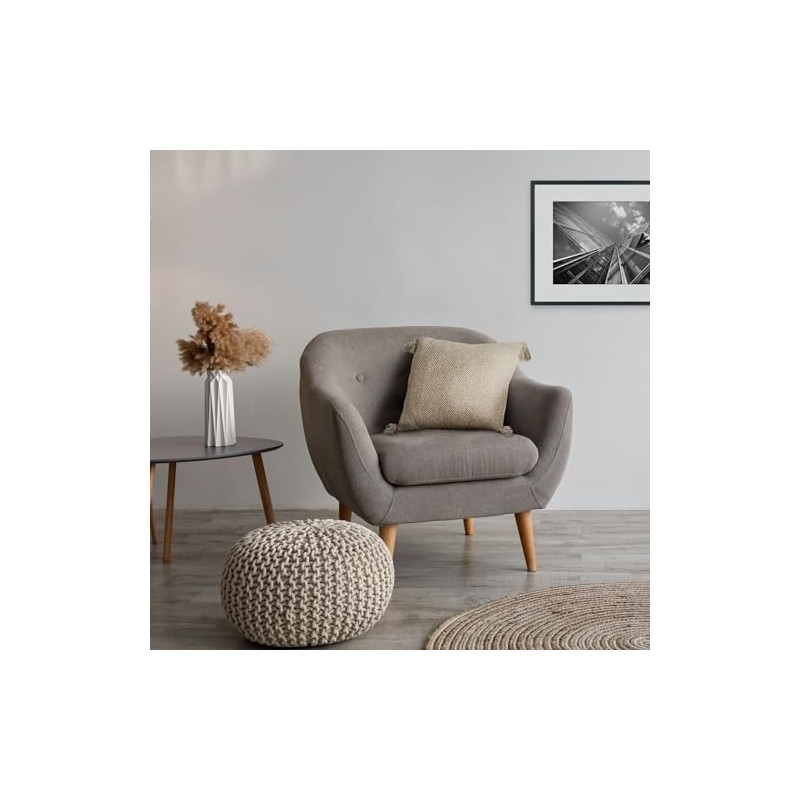 Emma Barclay Herringbone - Recycled Cotton Cushion Cover (Natural Cream)
