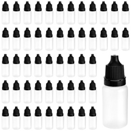 TAICHEUT 300 PCS 10ml Dropper Bottles, 60x21mm Squeezable Dropper Bottles with Black Lids, Empty Clear Plastic Dropper Dispenser for Makeup, Sample