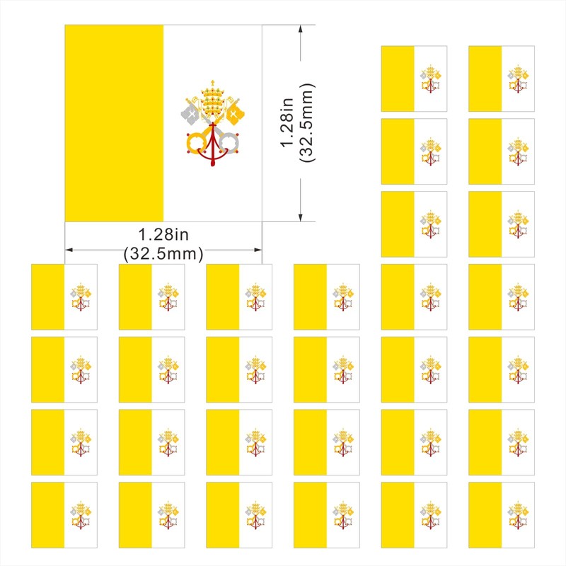 Womaha 30 Temporary Vatican Flag Tattoos Fans Face Tattoo Stickers