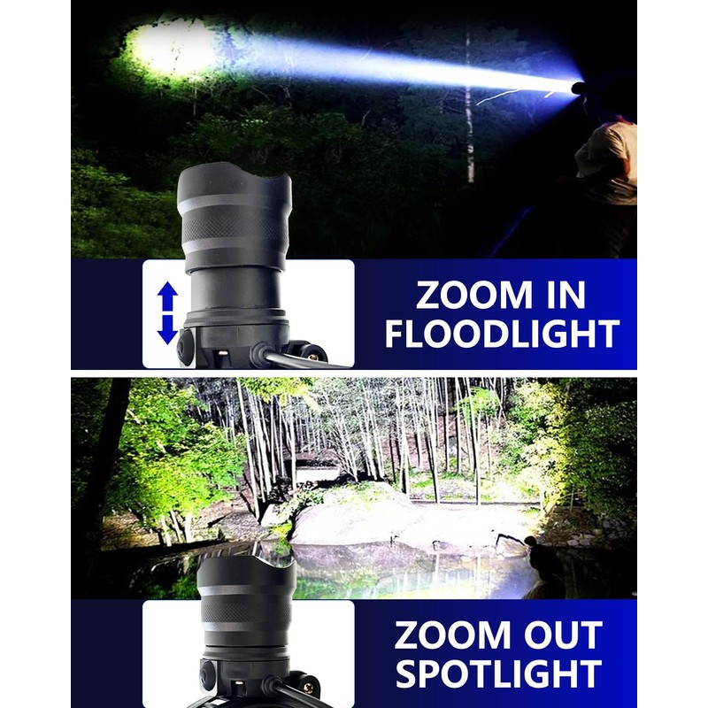 Headlamp Rechargeable -120000LM Super Bright HeadLamp, 3Modes 40H Runtime LED