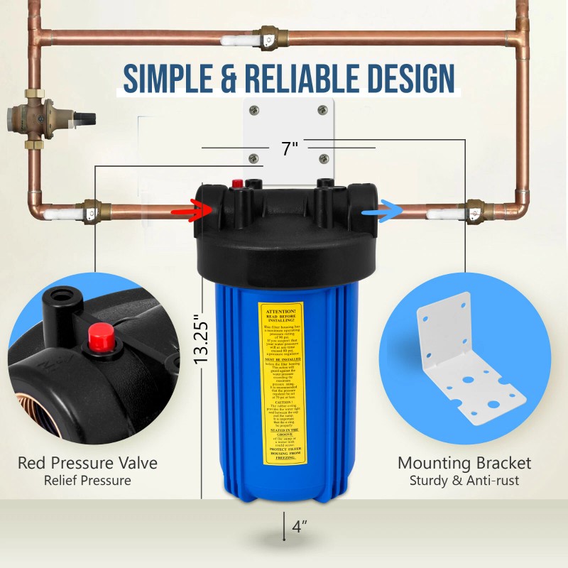Ronaqua High Capacity Blue Whole House Water Filter System with