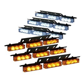 54 X LED Emergency Vehicle Strobe Lights for Front Grille Deck Warning Light (54 LED, Amber and White)