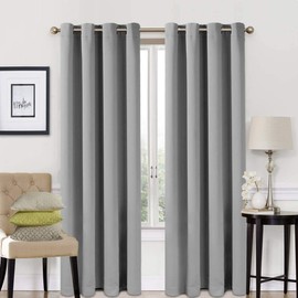 DreamNights Blackout Curtains Silver - Super Soft Curtains for Bedroom Eyelet Curtains 46" width x 54" Drop Noise Reduce Curtains for Living Room/Home Office, 2 Panels