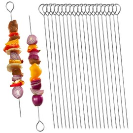 30 Stück Grillspieße aus Edelstahl – 20 cm BBQ Spieße Wiederverwendbar für Fleisch, Gemüse & Kebab – Rostfrei, Spülmaschinenfest, Perfekt für Grill, Camping & Gartenparty