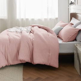 Bedsure Full Comforter Set - Pink Soft Bedding for All Seasons, Cationic Dyed Bed Set, 3 Pieces, 1 Full Size Comforter (82"x86") and 2 Pillow Shams (20"x26"+2")