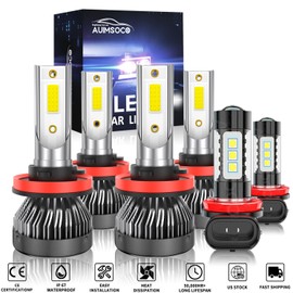 AUIMSOCO For Chevy Impala 2006-2013 LED Headlight High Low Beam Fog Light 6x Bulbs 6000K