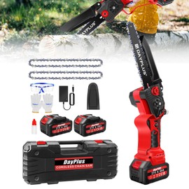 Mini Chainsaw 8-Inch Battery Powered - Cordless Electric Handheld Chainsaw with 2 Rechargeable Batteries - 21V Small Power Chain Saws Pruning Shears Chainsaw for Tree Trimming Wood Cutting