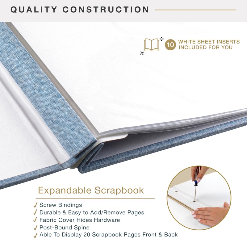 12x12 Fabric Scrapbook, Blue Fog