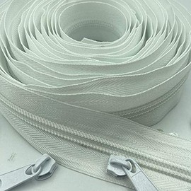 Cremalleras a granel # 5 de nailon de The Yard con 20 tiradores de cremallera para coser manualidades (blanco)