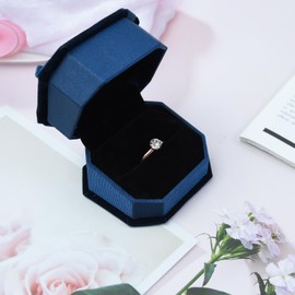 1 x Elegant Ring Case Velvet Ring Box Ring Box Wedding Ring Box Gift Box Jewellery Box Blue for Wedding Proposal Engagement Ceremony Valentine's Day (6 x 6.5 x 4 cm)