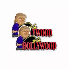 Right Wing Ink Trump Peeing On Hollywood Bumper Sticker  Decal anti Liberal News Media 2pack