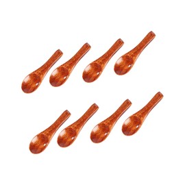 HUATEEN Mini Wooden Spoons Set - 8pcs 6cm Small Salt & Spice Scoops, Natural Phoebe Zhennan Wooden Teaspoons for Kitchen, Honey, Coffee, Cooking Utensils (Brown)