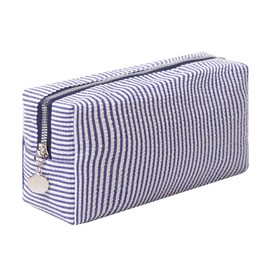 OZAOZ Makeup Bag Cosmetic Bag Travel Toiletry Bag Aesthetic Canvas Organizer Bag Zipper Pouch for Women (M-Navy blue)