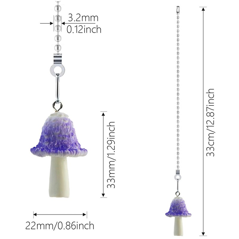 Hyamass Ceiling Fan Pull Chain Extender - 12" Mushroom Pull