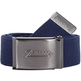 2Stoned Fabric Belt Canvas Belt Unisex Matte Folding Buckle 4 cm Wide for Men and Women, Navy Speed