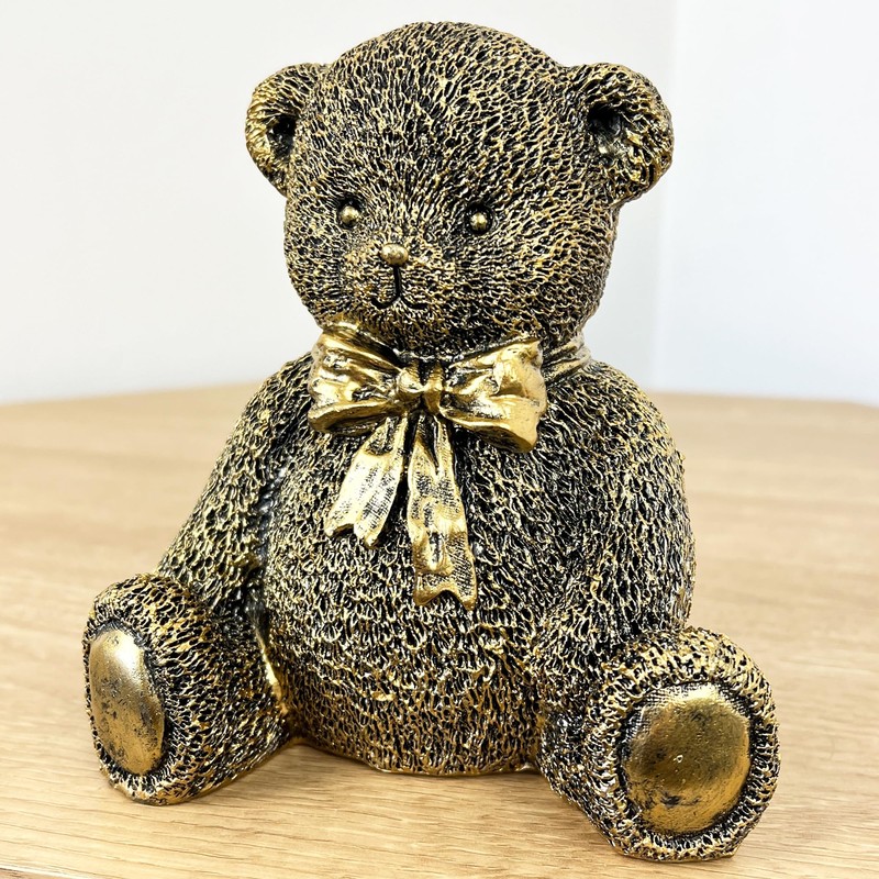 Alfie Francis 13.5cm Tall Gold Cute Teddy Bear Ornament Figurine