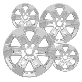 Fuel Rider Set of 4 18 inch Chrome ABS Wheel Skin Impostors Wheel Covers Compatible with Dodge Ram Laramie 1500, 2019-2022 (New Model), 2023-2024 (Old Model) - Auto Tire Replacement Cap Cover